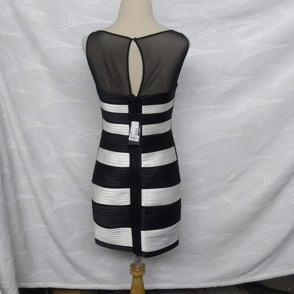 BCBG Maxazria Black And White Striped Club Dress - Picture 5 of 5